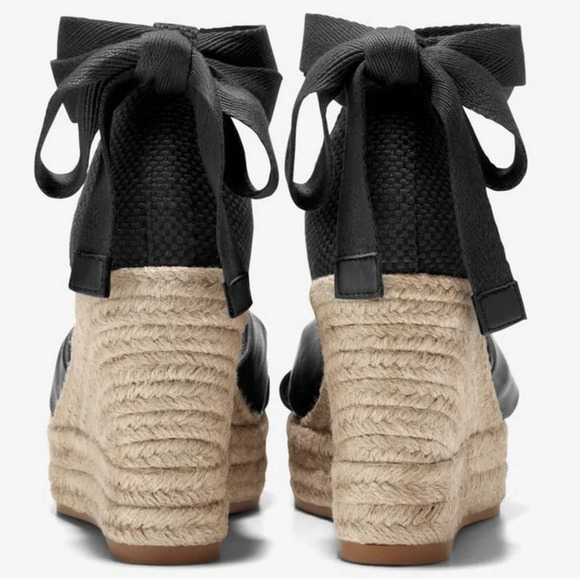 Cole Haan Sz 8.5 Cloudfeel Hampton Leather Top Knot Espadrille Wedge Sandals NEW - Picture 4 of 16